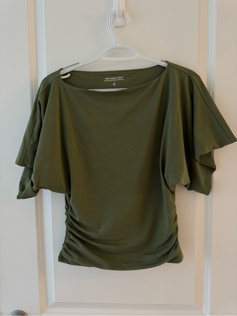 Abercrombie & Fitch Olive Green Flutter Sleeve Top